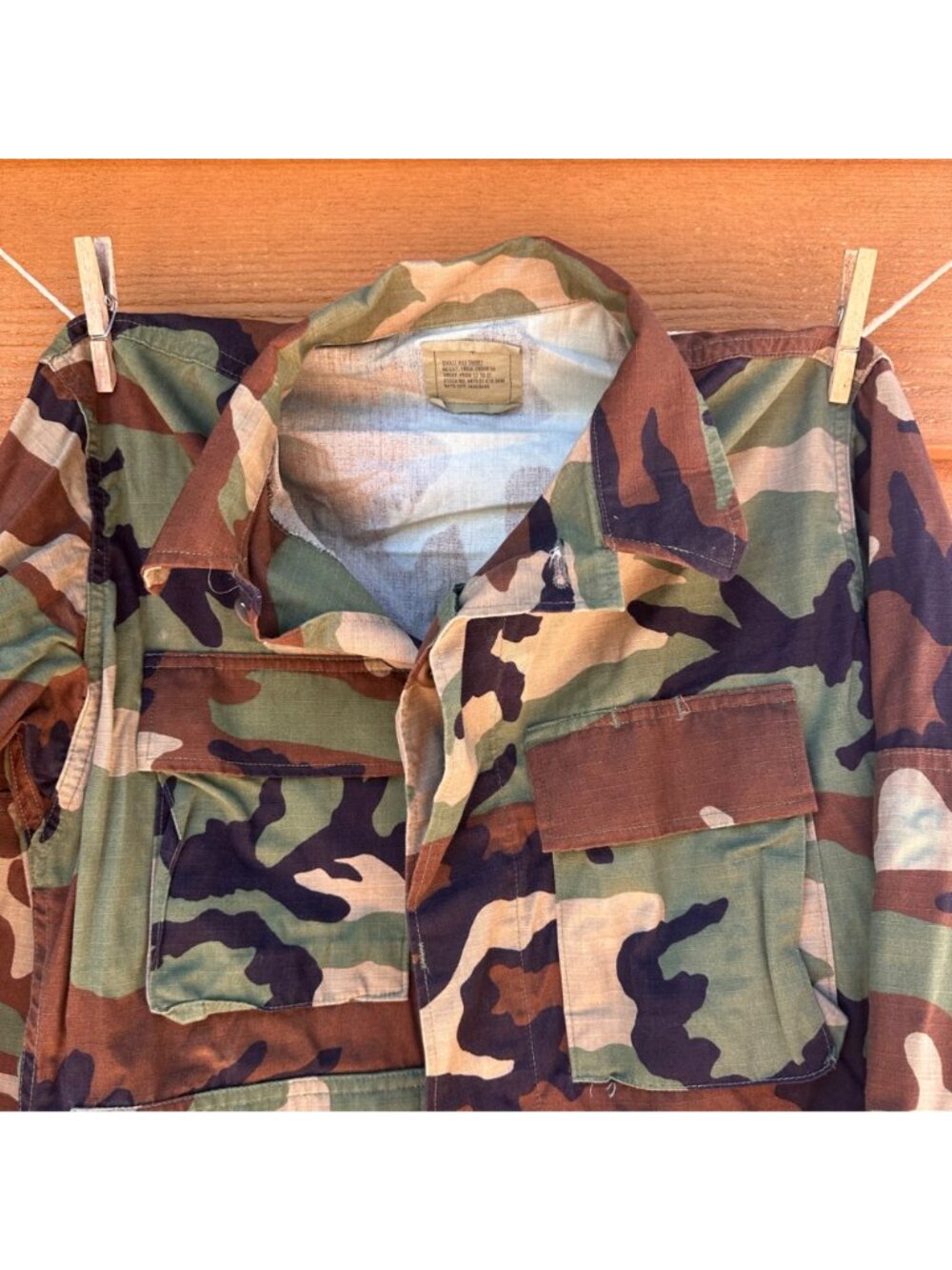 Woodland Camouflage Combat Jacket Small XX-Short Ripstop Cotton/Nylon Blend By A - Picture 5 of 10